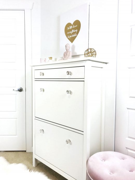 IKEA hemnes shoe cabinet in girl's bedroom