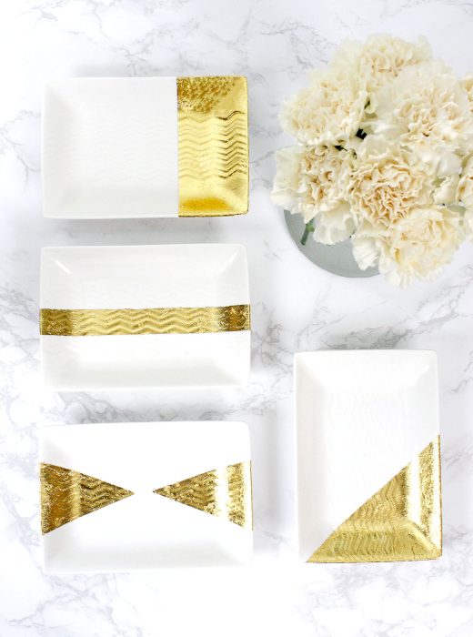 Homemade gold leaf jewelry trays