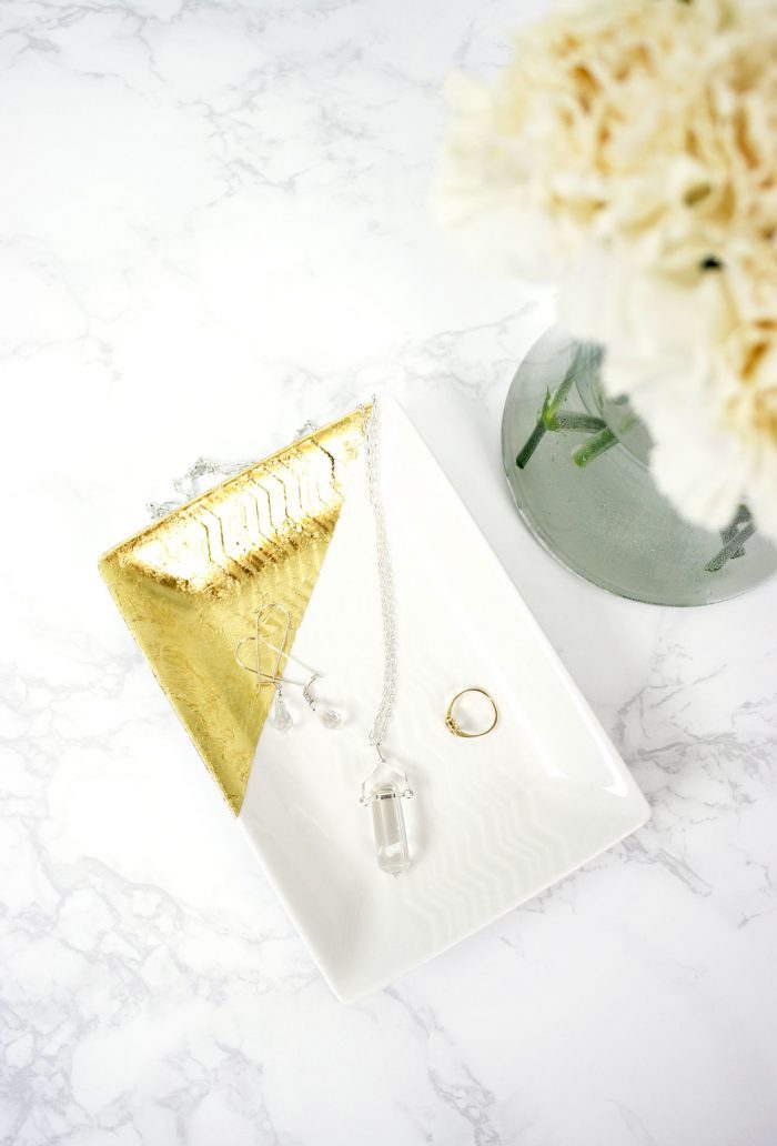 Jewelry tray with DIY gold leafing