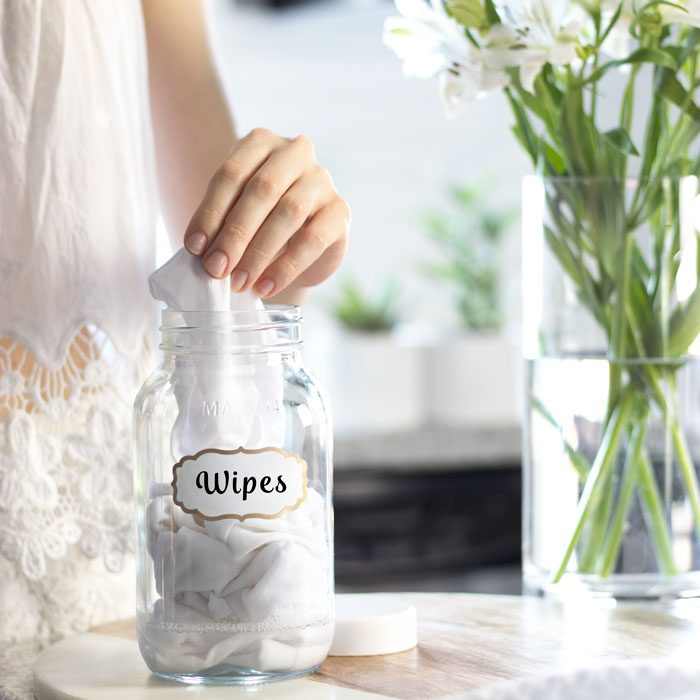 DIY cleaning wipes with essential oils