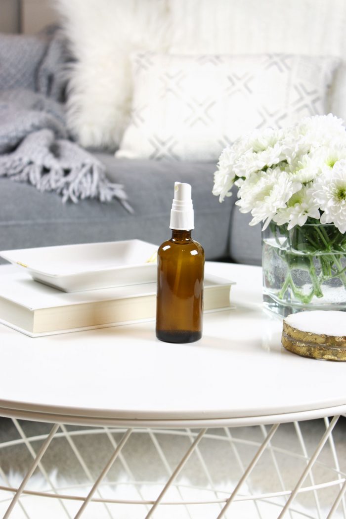 Natural DIY room spray with essential oils and vodka