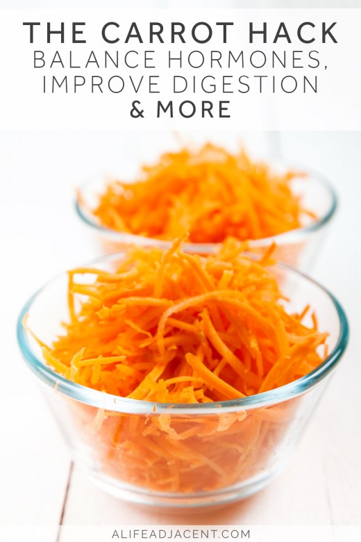 Glass bowls of raw shredded carrots