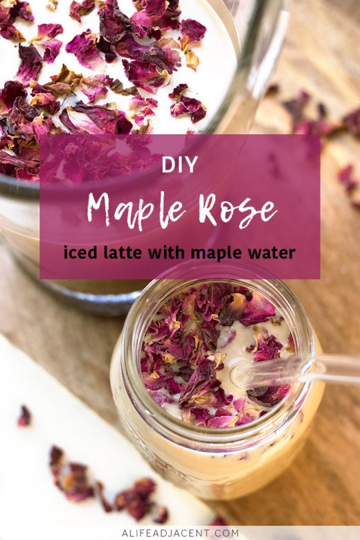 Maple iced latte recipe with rose petals