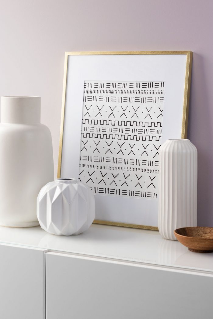 DIY African mudcloth inspired print in gold frame