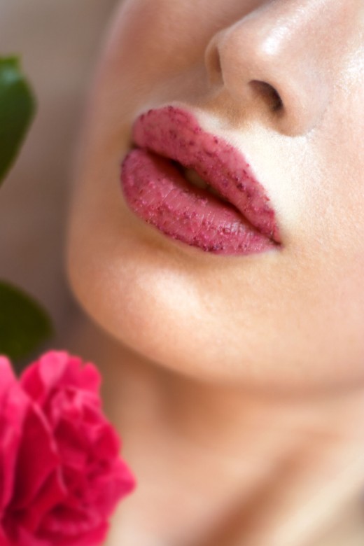 Plump lips wearing DIY rose petal lip mask