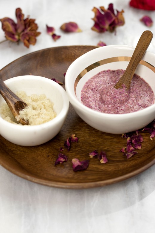 DIY 2-step plumping rose petal lip mask and lip scrub