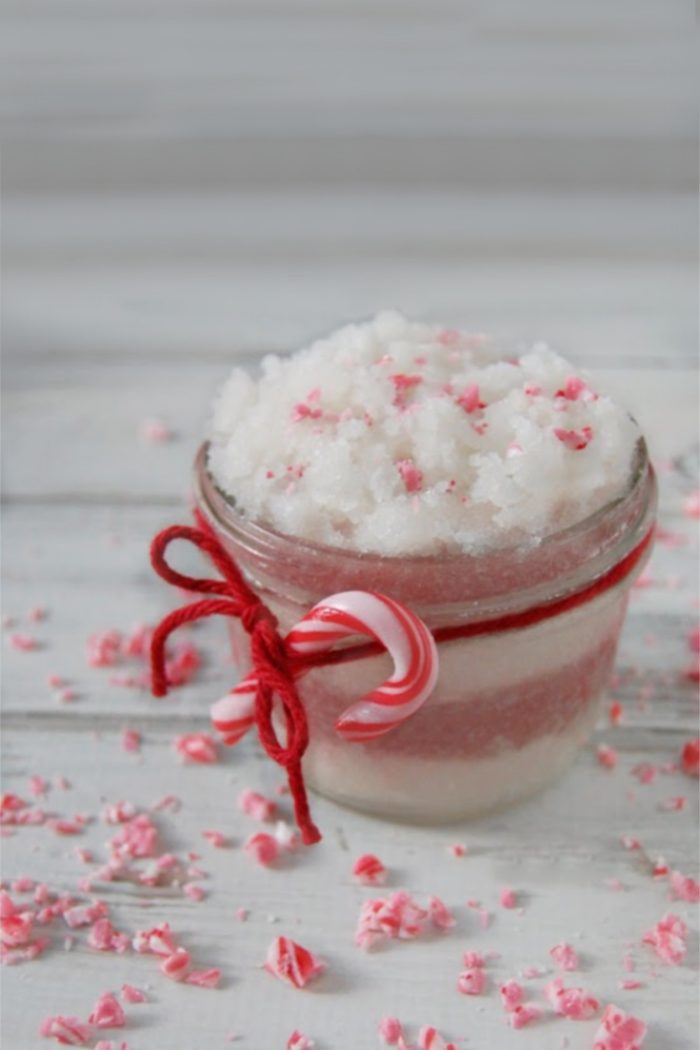 DIY peppermint candy cane sugar scrub