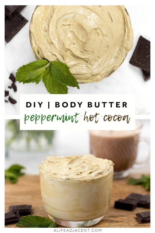 DIY whipped body butter with peppermint hot cocoa scent