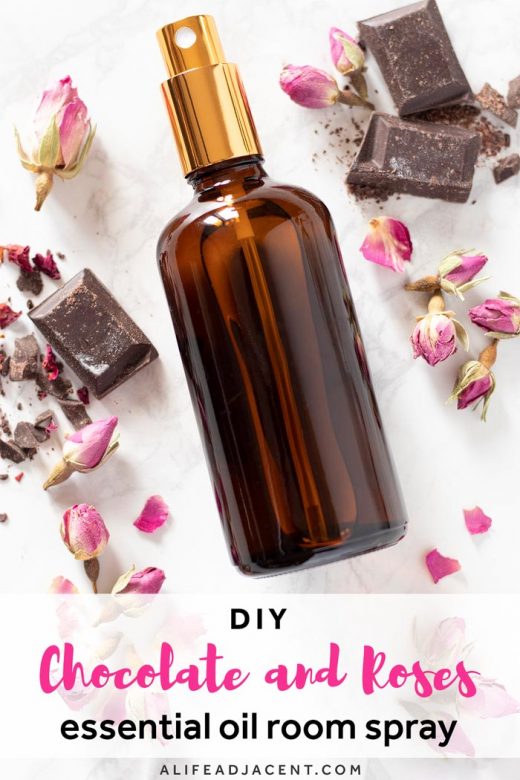 Homemade room spray with chocolate and roses