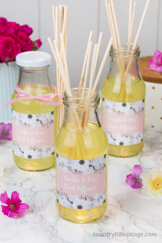 DIY vanilla rose reed diffusers