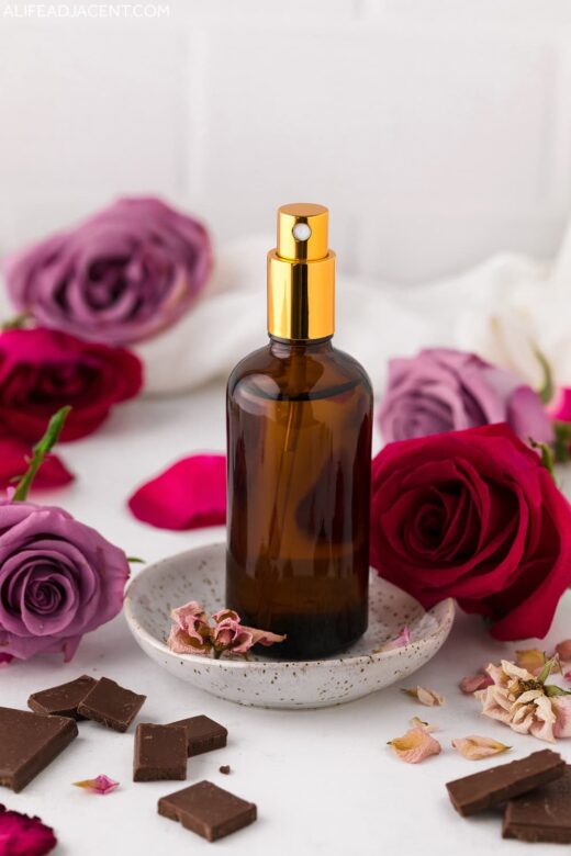 DIY Valentine's Room Spray with Chocolate and Rose Essential Oils