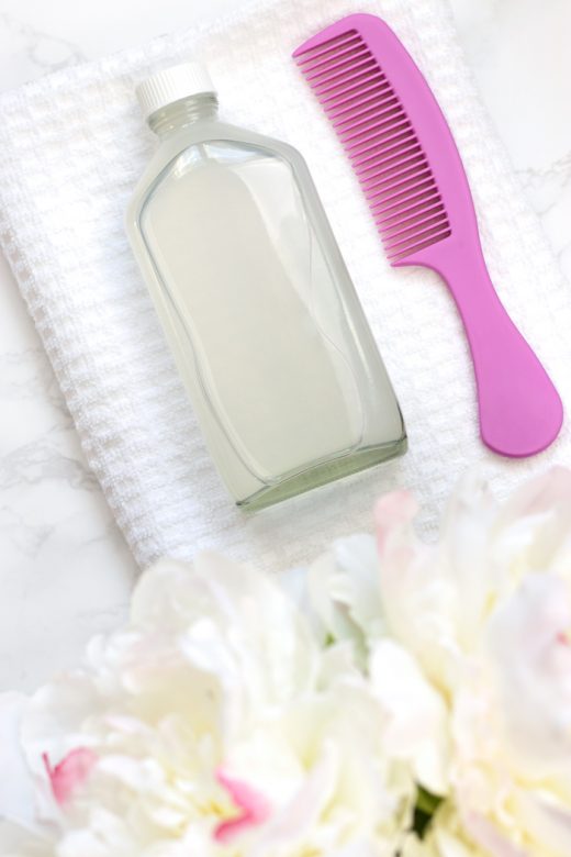 Bottle of DIY micellar water for hair