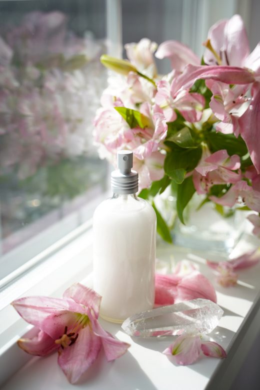 DIY shimmer setting spray on windowsill