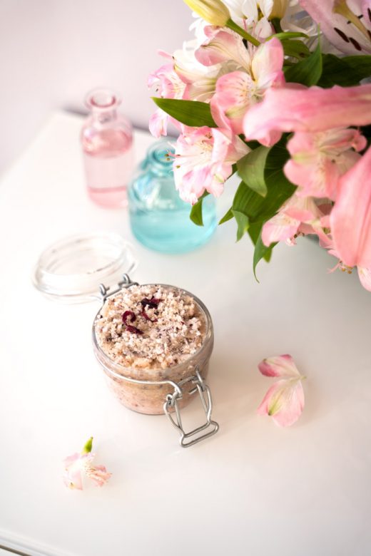 Homemade hibiscus sugar scrub