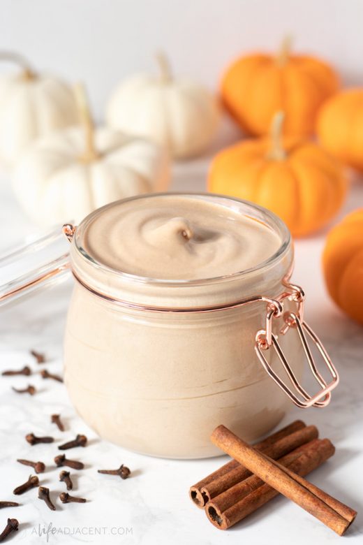 Homemade pumpkin spice body lotion with essential oils