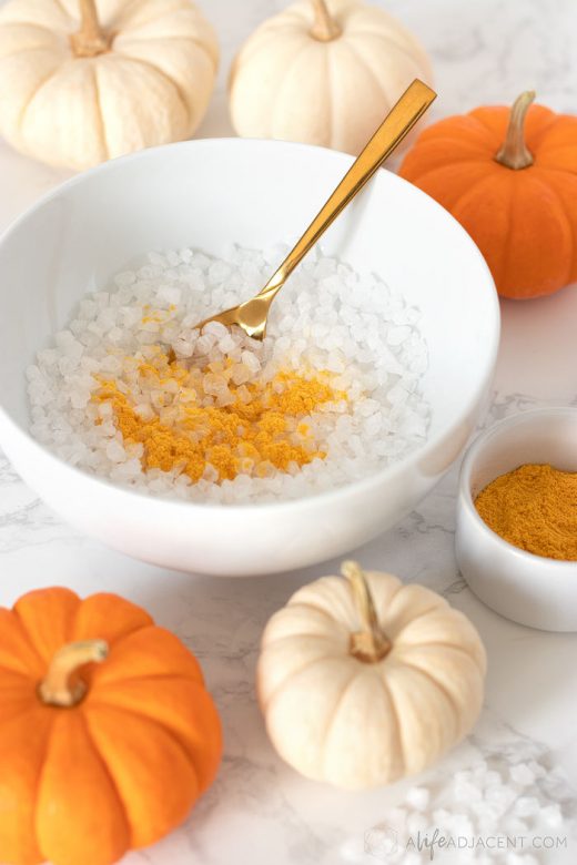Ingredients for pumpkin spice bath salts recipe
