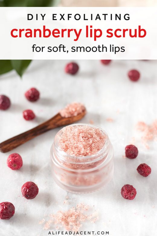 Homemade lip scrub with cranberries
