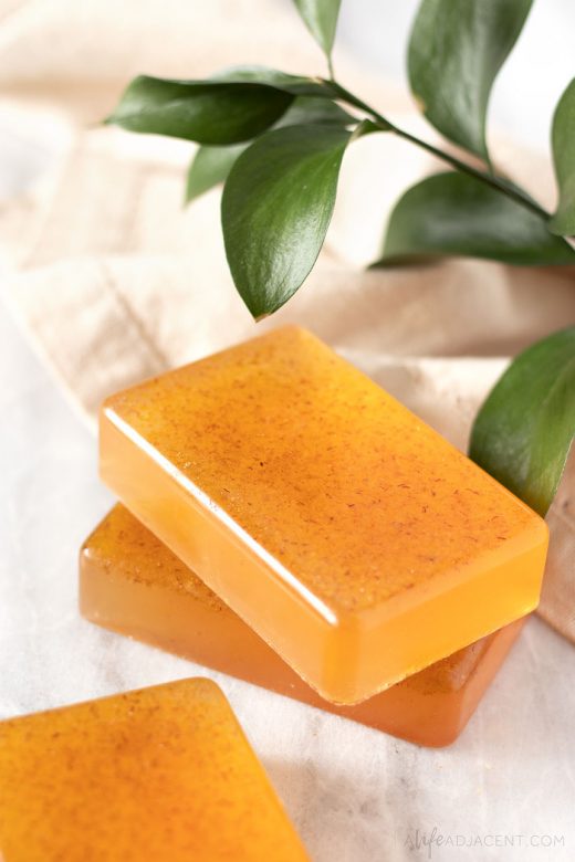 Homemade honey almond soaps with wheatgerm