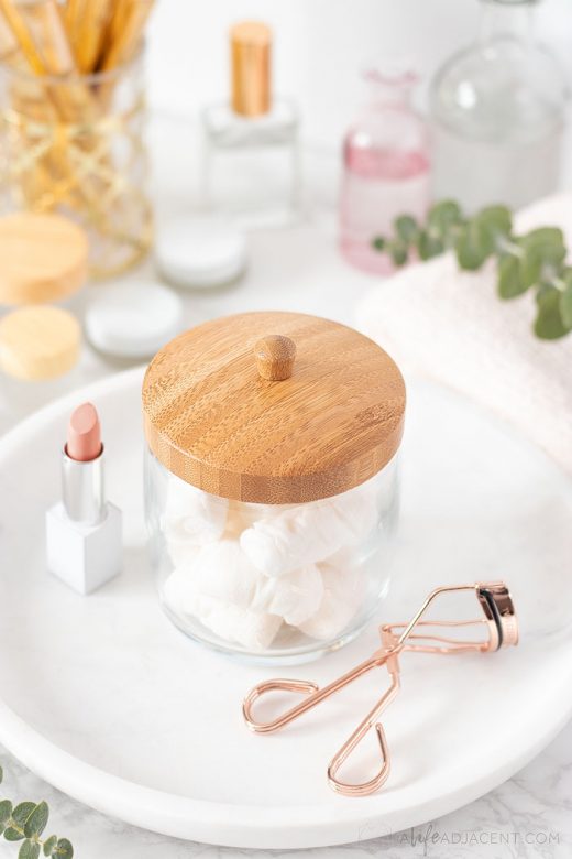 DIY makeup remover wipes in glass jar