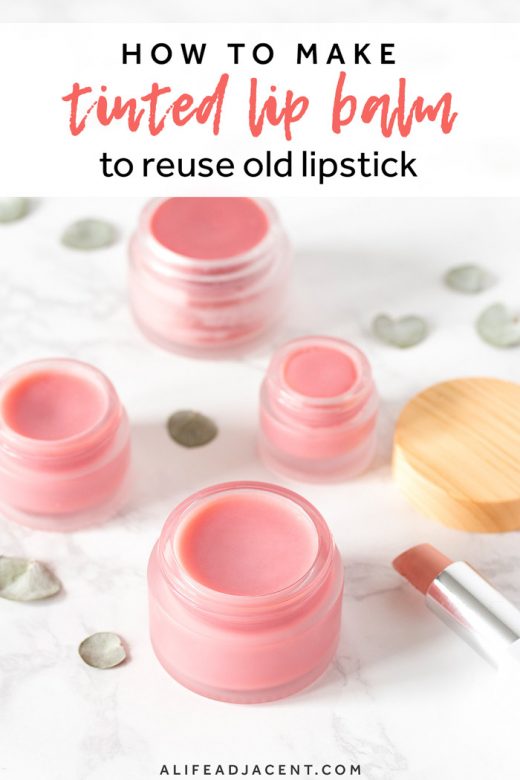Tinted lip balm made with reused lipstick