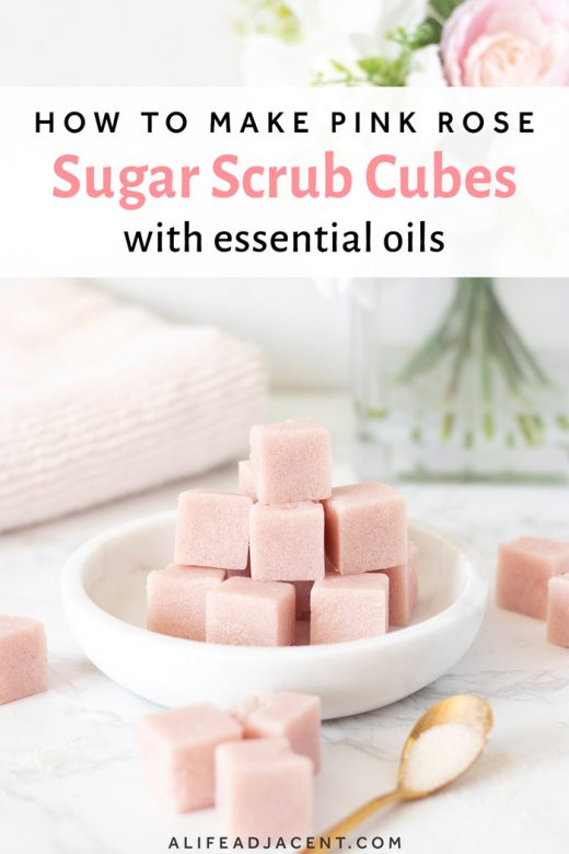 Rose sugar scrub cubes with essential oils