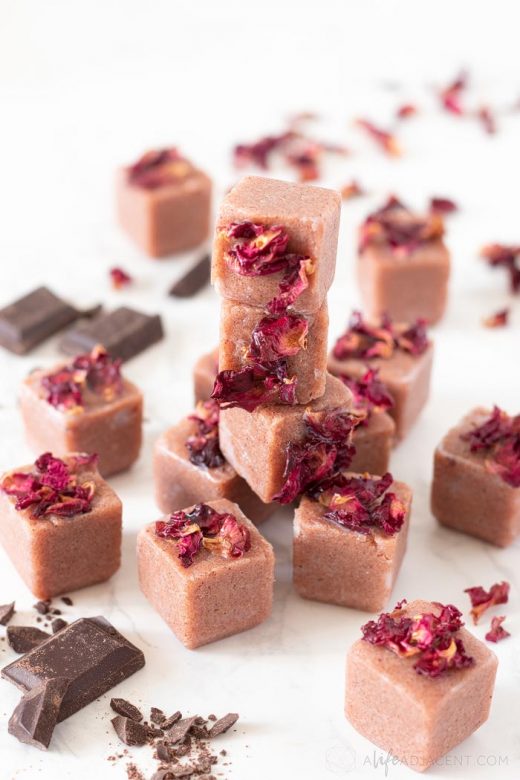 Chocolate and rose sugar scrub cubes