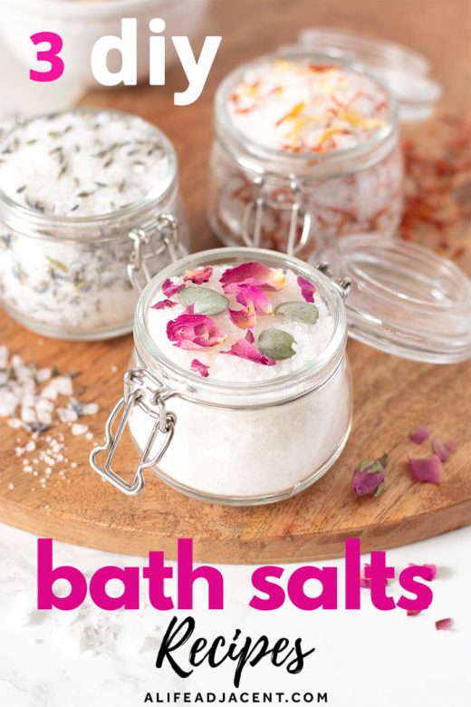 Floral bath salts in jars