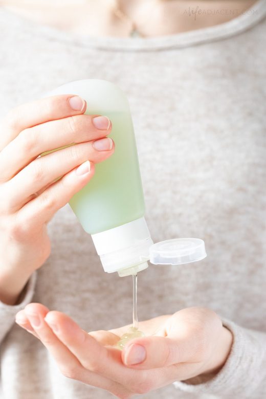 DIY hand sanitizer gel with vodka and aloe