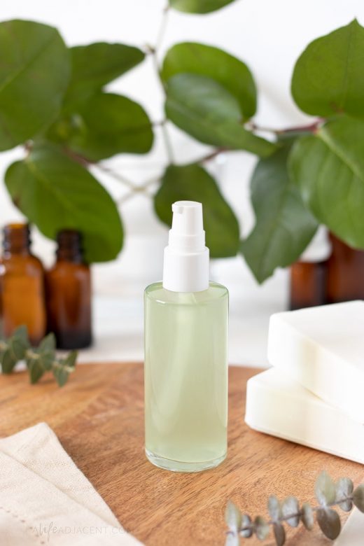 Bottle of DIY hand sanitizer gel with aloe vera
