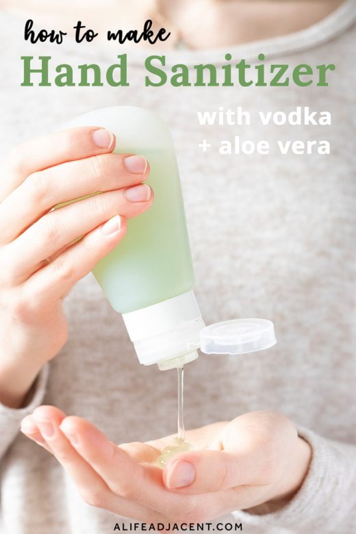 Squeezing DIY hand sanitizer into hand
