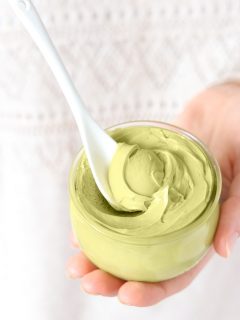 DIY hand mask for dry skin with spoon