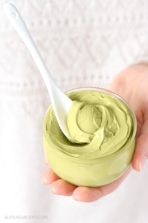 DIY hand mask for dry skin with spoon