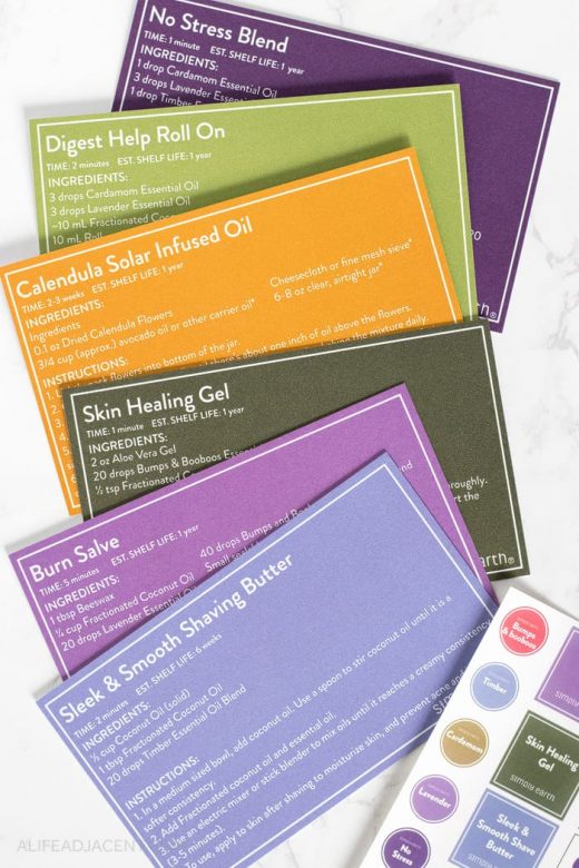 Recipe Cards in the Simply Earth Essential Oil Recipe Cards