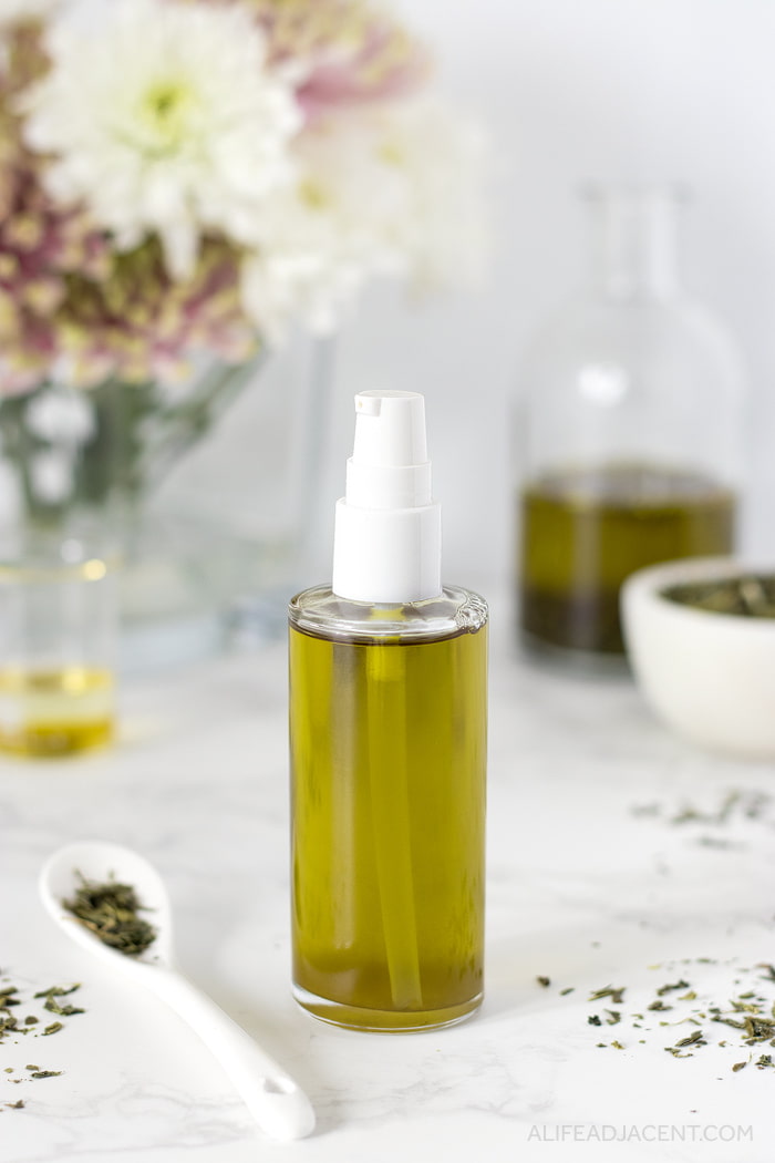 DIY oil cleanser with green tea