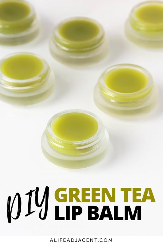 Containers filled with green tea lip balm