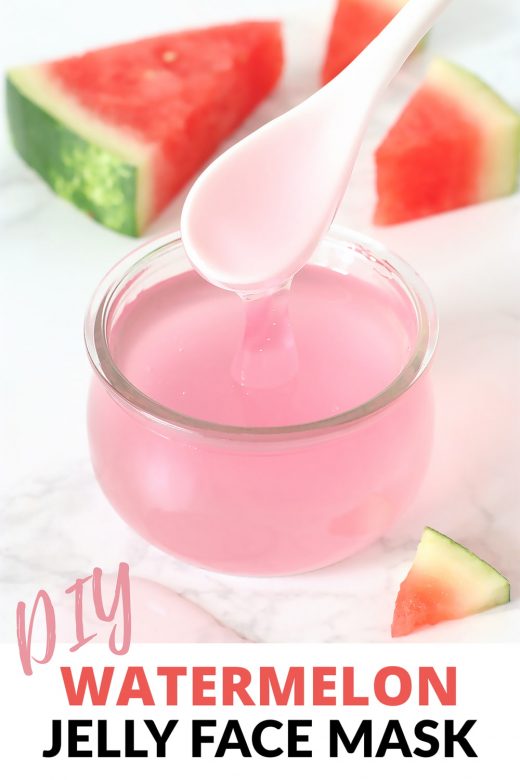 DIY watermelon jelly face mask with text overlay