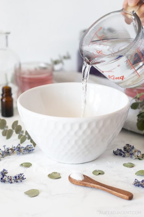 Adding water to bowl