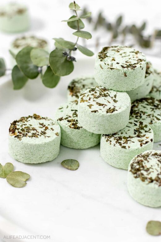 Sinus relief shower melts with essential oils and eucalyptus.