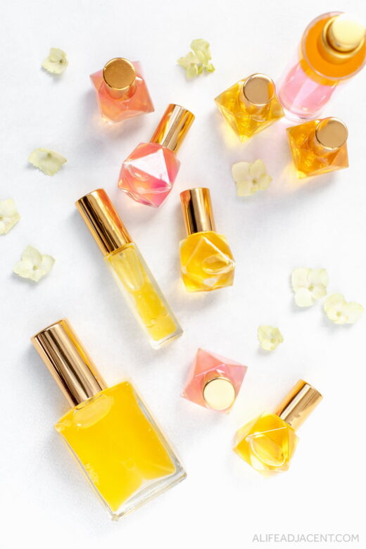 Perfume bottles for essential oils.