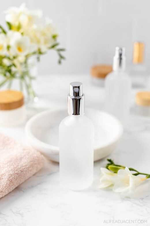 Spray bottles for homemade beauty products.