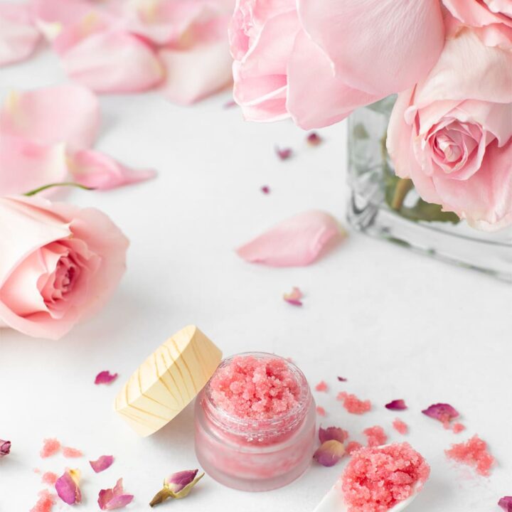 DIY rose lip scrub.