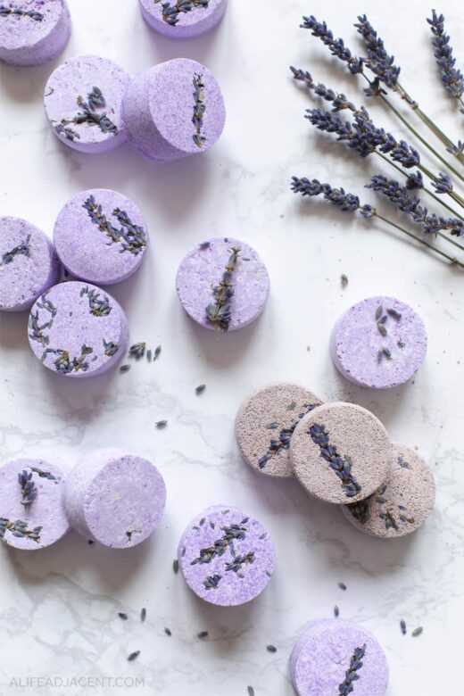 DIY lavender shower bombs.