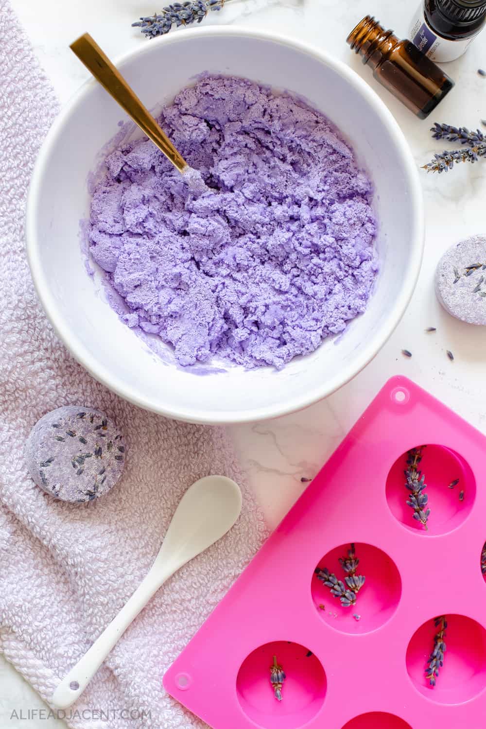 How to make lavender shower melts – mixing ingredients.