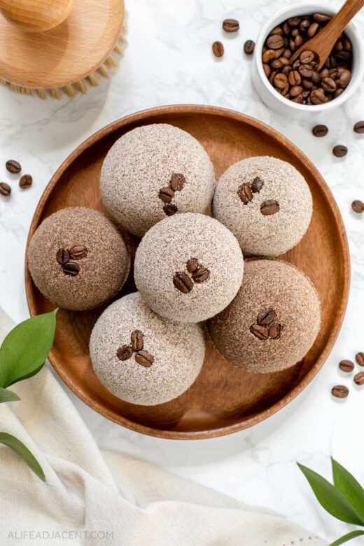 Coffee scented bath bombs.