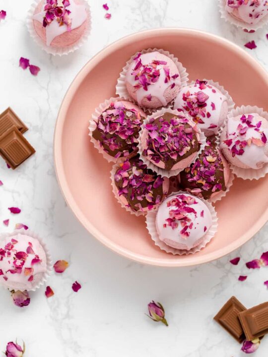 DIY bath bombs that look like chocolate rose truffles