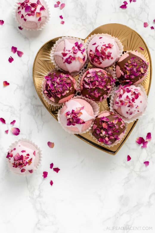 Bath bombs for Valentine's Day gifts in heart-shaped gift box