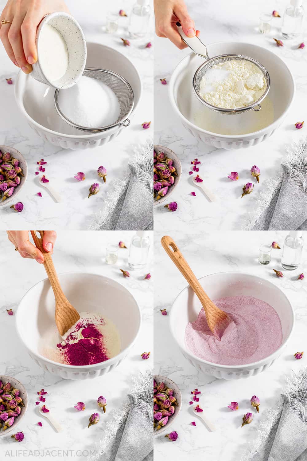 How to make chocolate rose bath bombs recipe collage