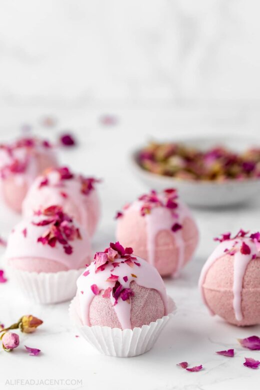 Pink rose bath truffles