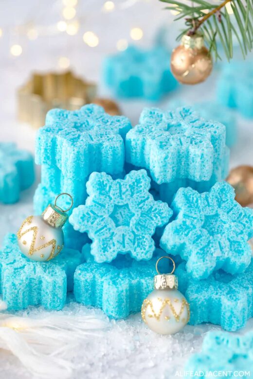 Peppermint shower steamers in snowflake shape