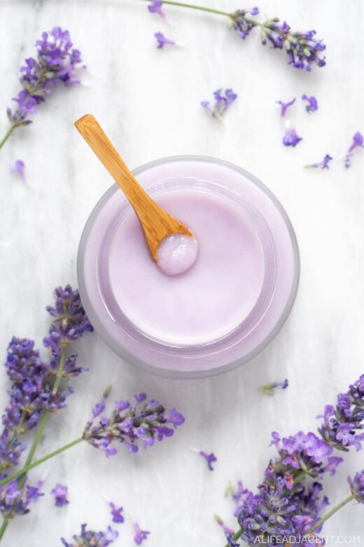 Homemade makeup remover balm with lavender oil